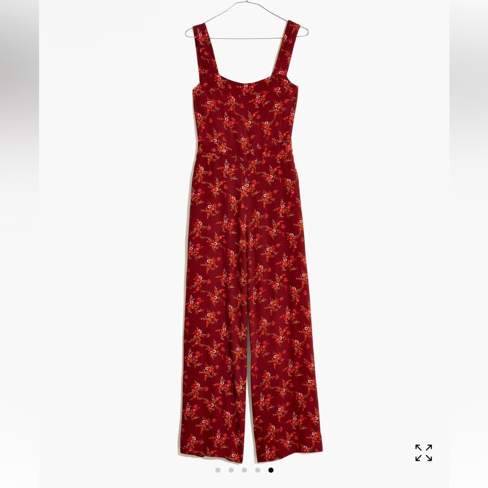 Madewell Apron bow-back floral jumpsuit